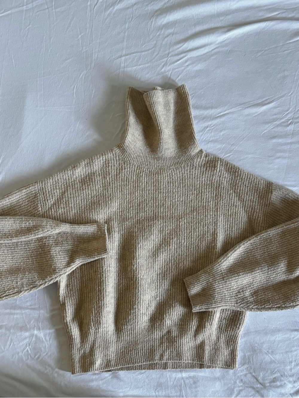 Wilfred Cream Turtleneck Ribbed Knit Sweater